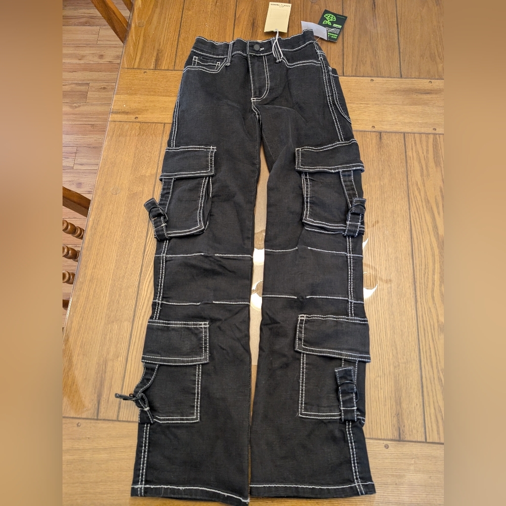 Love Trends Cargo Pants Black Stretch Juniors Size Multi NWT